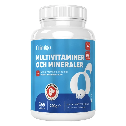 Multivitaminer och mineraler för hundar och katter, 365 tabletter - kosttillskott för hundar och katter med 18 vitaminer och mineraler