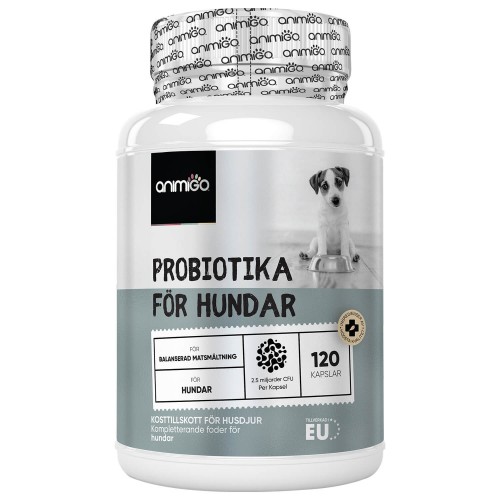 Probiotika för hundar, 120 kapslar - 5 aktiva mjölksyrabakterier för att lugna magen - formulerad med kycklingsmak