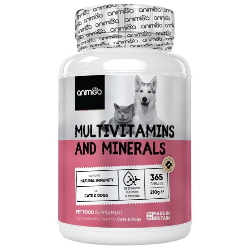 Multivitaminer och mineraler för hundar och katter, 365 tabletter - kosttillskott för hundar och katter med 18 vitaminer och mineraler