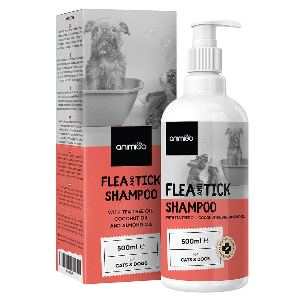 Fästing & Loppschampo, 500 ml - Fästing medel som rengör, återfuktar & lindrar obehag för katter & hundar